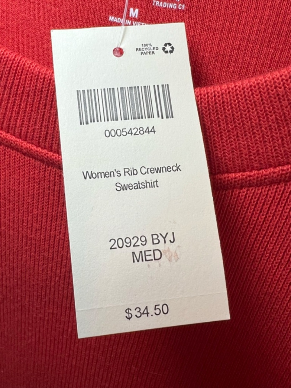 Duluth Trading Co. Ribbed Crewneck Sweatshirt  Orange Pockets Cotton  NEW Medium - Picture 4 of 13
